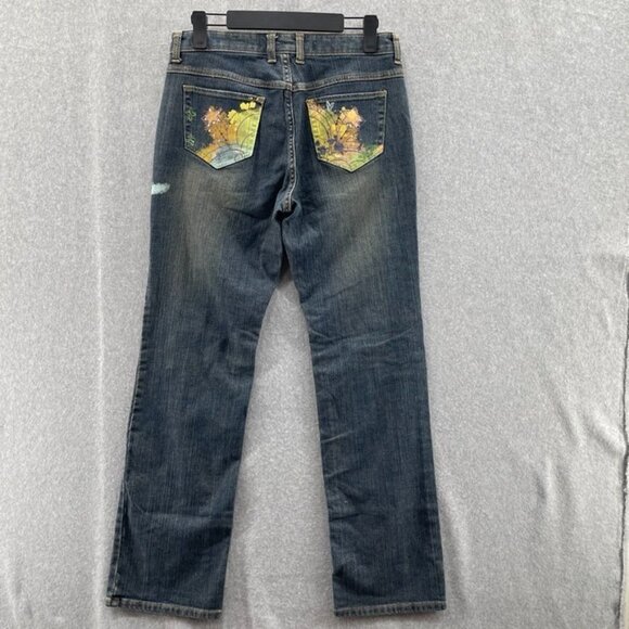 Disney Store Jeans‎ Womens 8 Cotton Blue Tinkerbell High Waist Straight Leg - Picture 4 of 8